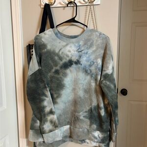 Cherish Women's Crewneck Sweater - Blue and Gray Tie-Dye